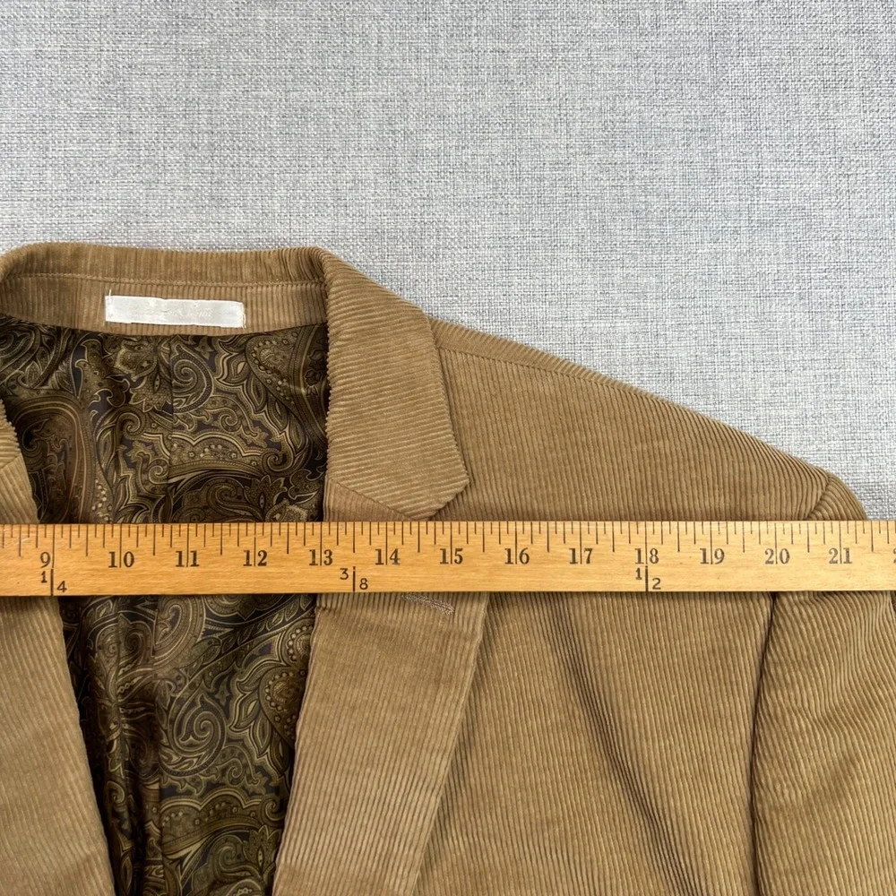 Chaps Corduroy Sport Coat Men 48L Camel Tan Cotton Paisley Lined Blazer Academia